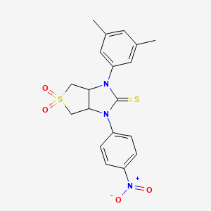 molecular formula C19H19N3O4S2 B2859585 1-(3,5-dimethylphenyl)-3-(4-nitrophenyl)tetrahydro-1H-thieno[3,4-d]imidazole-2(3H)-thione 5,5-dioxide CAS No. 946203-11-8