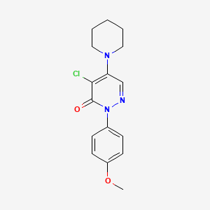 molecular formula C16H18ClN3O2 B2859588 4-chloro-2-(4-methoxyphenyl)-5-piperidino-3(2H)-pyridazinone CAS No. 477867-43-9