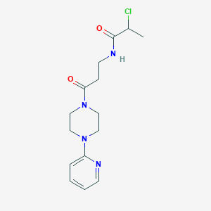 molecular formula C15H21ClN4O2 B2859590 2-Chloro-N-[3-oxo-3-(4-pyridin-2-ylpiperazin-1-yl)propyl]propanamide CAS No. 2411283-53-7