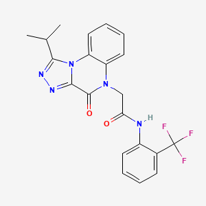 molecular formula C21H18F3N5O2 B2859601 2-(1-异丙基-4-氧代-[1,2,4]三唑并[4,3-a]喹喜啶-5(4H)-基)-N-(2-(三氟甲基)苯基)乙酰胺 CAS No. 1260995-15-0