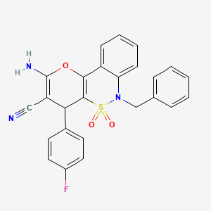 molecular formula C25H18FN3O3S B2859603 2-氨基-6-苄基-4-(4-氟苯基)-4,6-二氢吡喃并[3,2-c][2,1]苯并噻嗪-3-腈 5,5-二氧化物 CAS No. 893318-22-4