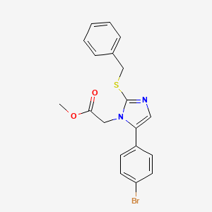 molecular formula C19H17BrN2O2S B2859604 methyl 2-(2-(benzylthio)-5-(4-bromophenyl)-1H-imidazol-1-yl)acetate CAS No. 1207036-91-6