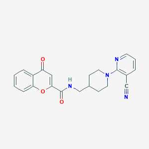 molecular formula C22H20N4O3 B2859608 N-((1-(3-cyanopyridin-2-yl)piperidin-4-yl)methyl)-4-oxo-4H-chromene-2-carboxamide CAS No. 1797057-80-7