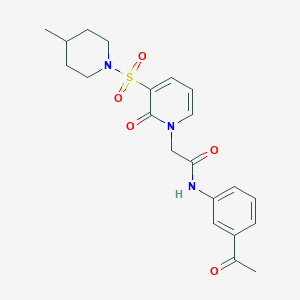 molecular formula C21H25N3O5S B2859612 N-(3-acetylphenyl)-2-(3-((4-methylpiperidin-1-yl)sulfonyl)-2-oxopyridin-1(2H)-yl)acetamide CAS No. 1251680-80-4