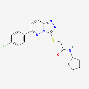 molecular formula C18H18ClN5OS B2859617 2-((6-(4-氯苯基)-[1,2,4]三唑并[4,3-b]哒嗪-3-基)硫代)-N-环戊基乙酰胺 CAS No. 894038-00-7