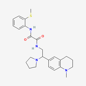 molecular formula C25H32N4O2S B2859623 N-[2-(1-methyl-1,2,3,4-tetrahydroquinolin-6-yl)-2-pyrrolidin-1-ylethyl]-N'-[2-(methylthio)phenyl]ethanediamide CAS No. 921924-04-1