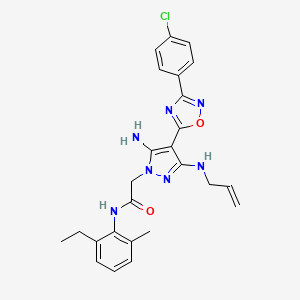 2-(3-(allylamino)-5-amino-4-(3-(4-chlorophenyl)-1,2,4-oxadiazol-5-yl)-1H-pyrazol-1-yl)-N-(2-ethyl-6-methylphenyl)acetamide