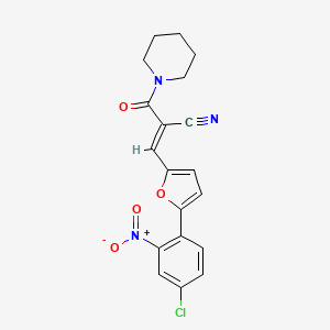 molecular formula C19H16ClN3O4 B2859633 (E)-3-(5-(4-chloro-2-nitrophenyl)furan-2-yl)-2-(piperidine-1-carbonyl)acrylonitrile CAS No. 476616-33-8