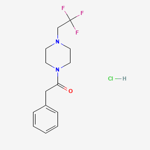 molecular formula C14H18ClF3N2O B2859640 2-Phenyl-1-(4-(2,2,2-trifluoroethyl)piperazin-1-yl)ethanone hydrochloride CAS No. 1351649-42-7