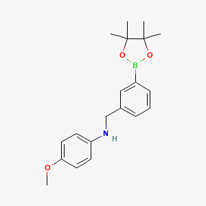 molecular formula C20H26BNO3 B2859653 Benzenemethanamine, N-(4-methoxyphenyl)-3-(4,4,5,5-tetramethyl-1,3,2-dioxaborolan-2-yl)- CAS No. 1454653-66-7