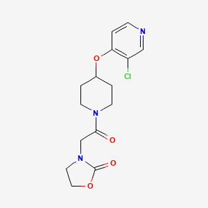 molecular formula C15H18ClN3O4 B2859661 3-(2-(4-((3-Chloropyridin-4-yl)oxy)piperidin-1-yl)-2-oxoethyl)oxazolidin-2-one CAS No. 2034496-84-7