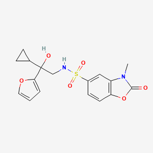 molecular formula C17H18N2O6S B2859662 N-(2-cyclopropyl-2-(furan-2-yl)-2-hydroxyethyl)-3-methyl-2-oxo-2,3-dihydrobenzo[d]oxazole-5-sulfonamide CAS No. 1448075-42-0