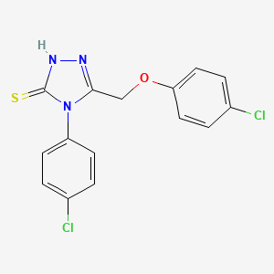 molecular formula C15H11Cl2N3OS B2859668 5-(4-chlorophenoxymethyl)-4-(4-chlorophenyl)-4H-1,2,4-triazole-3-thiol CAS No. 76111-24-5