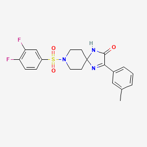 molecular formula C20H19F2N3O3S B2859677 8-((3,4-Difluorophenyl)sulfonyl)-3-(m-tolyl)-1,4,8-triazaspiro[4.5]dec-3-en-2-one CAS No. 1189461-16-2