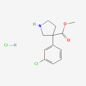 molecular formula C12H15Cl2NO2 B2859688 Methyl 3-(3-chlorophenyl)pyrrolidine-3-carboxylate hcl CAS No. 2309455-52-3