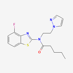 molecular formula C17H19FN4OS B2859689 N-(2-(1H-pyrazol-1-yl)ethyl)-N-(4-fluorobenzo[d]thiazol-2-yl)pentanamide CAS No. 1170965-25-9