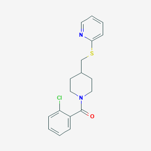 molecular formula C18H19ClN2OS B2859701 (2-Chlorophenyl)(4-((pyridin-2-ylthio)methyl)piperidin-1-yl)methanone CAS No. 1421525-48-5