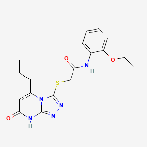 molecular formula C18H21N5O3S B2859709 N-(2-ethoxyphenyl)-2-((7-oxo-5-propyl-7,8-dihydro-[1,2,4]triazolo[4,3-a]pyrimidin-3-yl)thio)acetamide CAS No. 895003-97-1