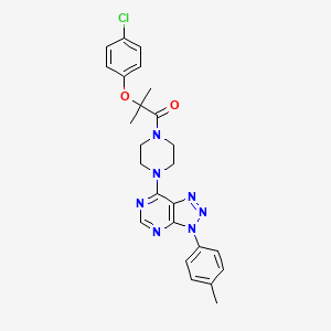 molecular formula C25H26ClN7O2 B2859715 2-(4-氯苯氧基)-2-甲基-1-(4-(3-(对甲苯基)-3H-[1,2,3]三唑并[4,5-d]嘧啶-7-基)哌嗪-1-基)丙酮 CAS No. 920384-14-1