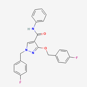 molecular formula C24H19F2N3O2 B2859718 1-(4-氟苯甲基)-3-((4-氟苯甲基)氧基)-N-苯基-1H-吡唑-4-甲酰胺 CAS No. 1014089-22-5