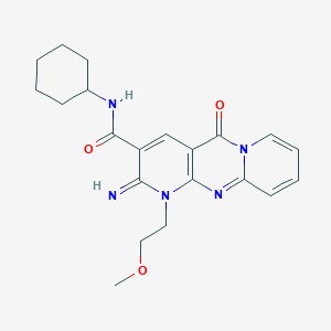 molecular formula C21H25N5O3 B2859720 N-环己基-2-亚氨基-1-(2-甲氧基乙基)-5-氧代-2,5-二氢-1H-二嘧啶并[1,2-a:2',3'-d]嘧啶-3-羧酰胺 CAS No. 510762-52-4