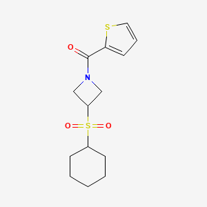 molecular formula C14H19NO3S2 B2859721 (3-(环己基磺酰)氮杂环丁烷-1-基)(噻吩-2-基)甲酮 CAS No. 1448128-78-6