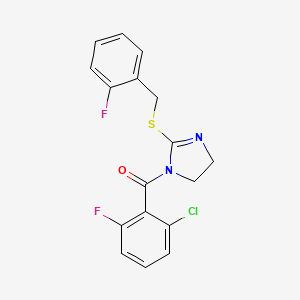 (2-Chloro-6-fluorophenyl)-[2-[(2-fluorophenyl)methylsulfanyl]-4,5-dihydroimidazol-1-yl]methanone