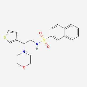 molecular formula C20H22N2O3S2 B2859738 N-(2-morpholino-2-(thiophen-3-yl)ethyl)naphthalene-2-sulfonamide CAS No. 946304-63-8