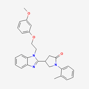 molecular formula C27H27N3O3 B2859752 4-{1-[2-(3-methoxyphenoxy)ethyl]-1H-1,3-benzodiazol-2-yl}-1-(2-methylphenyl)pyrrolidin-2-one CAS No. 912903-39-0