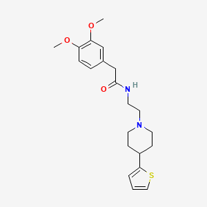 molecular formula C21H28N2O3S B2859755 2-(3,4-dimethoxyphenyl)-N-(2-(4-(thiophen-2-yl)piperidin-1-yl)ethyl)acetamide CAS No. 1428362-81-5