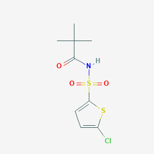 molecular formula C9H12ClNO3S2 B285976 5-chloro-N-(2,2-dimethylpropanoyl)thiophene-2-sulfonamide 