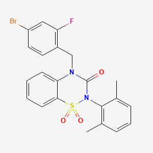 molecular formula C22H18BrFN2O3S B2859771 4-(4-bromo-2-fluorobenzyl)-2-(2,6-dimethylphenyl)-2H-benzo[e][1,2,4]thiadiazin-3(4H)-one 1,1-dioxide CAS No. 893790-72-2