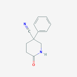 molecular formula C12H12N2O B2859774 6-氧代-3-苯基哌啶-3-腈 CAS No. 1955541-39-5