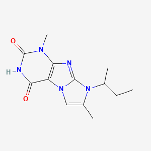 molecular formula C13H17N5O2 B2859775 8-(sec-butyl)-1,7-dimethyl-1H-imidazo[2,1-f]purine-2,4(3H,8H)-dione CAS No. 879443-85-3