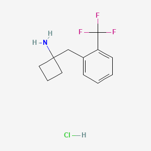 molecular formula C12H15ClF3N B2859782 盐酸1-[2-(三氟甲基)苄基]环丁胺 CAS No. 1439899-19-0