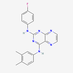 molecular formula C20H17FN6 B2859794 N4-(3,4-dimethylphenyl)-N2-(4-fluorophenyl)pteridine-2,4-diamine CAS No. 946217-71-6