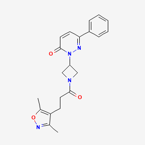 molecular formula C21H22N4O3 B2859795 2-[1-[3-(3,5-Dimethyl-1,2-oxazol-4-yl)propanoyl]azetidin-3-yl]-6-phenylpyridazin-3-one CAS No. 2380084-58-0