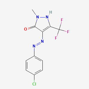 molecular formula C11H8ClF3N4O B2859804 4-[(E)-2-(4-氯苯)偶氮基]-1-甲基-3-(三氟甲基)-1H-吡唑-5-醇 CAS No. 318959-09-0