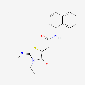 molecular formula C19H21N3O2S B2859817 2-(3-ethyl-2-ethylimino-4-oxo-1,3-thiazolidin-5-yl)-N-naphthalen-1-ylacetamide CAS No. 514182-78-6
