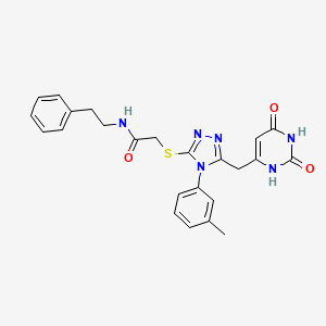 molecular formula C24H24N6O3S B2859818 2-((5-((2,6-二氧代-1,2,3,6-四氢嘧啶-4-基)甲基)-4-(间甲苯基)-4H-1,2,4-三唑-3-基)硫代)-N-苯乙酰胺 CAS No. 852047-77-9