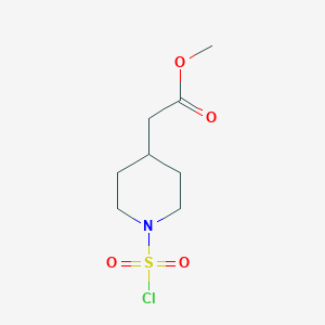 molecular formula C8H14ClNO4S B2859819 Methyl 2-(1-chlorosulfonylpiperidin-4-yl)acetate CAS No. 1403992-09-5
