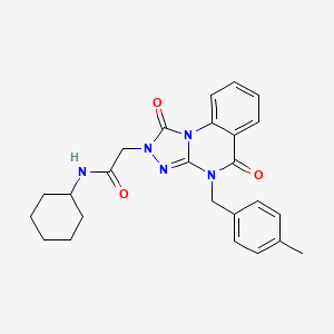 molecular formula C25H27N5O3 B2859832 N-cyclohexyl-2-(4-(4-methylbenzyl)-1,5-dioxo-4,5-dihydro-[1,2,4]triazolo[4,3-a]quinazolin-2(1H)-yl)acetamide CAS No. 1296333-75-9
