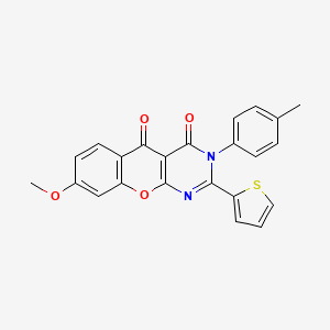 molecular formula C23H16N2O4S B2859840 8-methoxy-2-(thiophen-2-yl)-3-(p-tolyl)-3H-chromeno[2,3-d]pyrimidine-4,5-dione CAS No. 883955-48-4