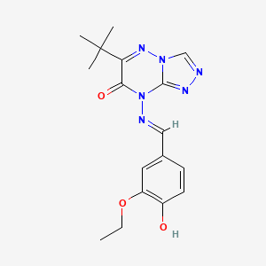 molecular formula C17H20N6O3 B2859847 6-叔丁基-8-{[(E)-(3-乙氧基-4-羟基苯基)亚甲基]氨基}[1,2,4]三唑并[4,3-b][1,2,4]三嗪-7(8H)-酮 CAS No. 328020-78-6