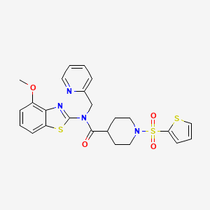 molecular formula C24H24N4O4S3 B2859872 N-(4-methoxybenzo[d]thiazol-2-yl)-N-(pyridin-2-ylmethyl)-1-(thiophen-2-ylsulfonyl)piperidine-4-carboxamide CAS No. 922578-62-9
