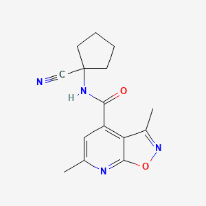 molecular formula C15H16N4O2 B2859873 N-(1-Cyanocyclopentyl)-3,6-dimethyl-[1,2]oxazolo[5,4-b]pyridine-4-carboxamide CAS No. 2134086-69-2