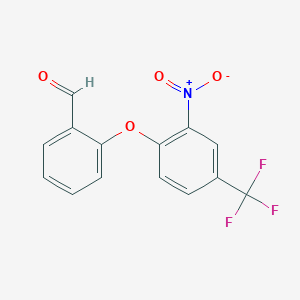 molecular formula C14H8F3NO4 B2859878 2-[2-Nitro-4-(trifluoromethyl)phenoxy]benzaldehyde CAS No. 20927-49-5