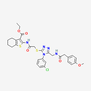 ethyl 2-(2-((4-(3-chlorophenyl)-5-((2-(4-methoxyphenyl)acetamido)methyl)-4H-1,2,4-triazol-3-yl)thio)acetamido)-4,5,6,7-tetrahydrobenzo[b]thiophene-3-carboxylate