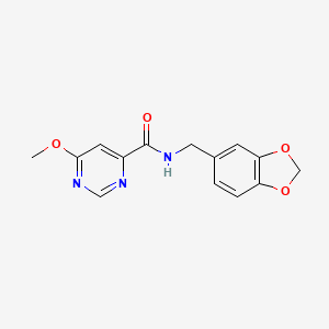 molecular formula C14H13N3O4 B2859888 N-(benzo[d][1,3]dioxol-5-ylmethyl)-6-methoxypyrimidine-4-carboxamide CAS No. 2034633-08-2