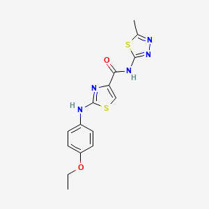 molecular formula C15H15N5O2S2 B2859891 2-((4-ethoxyphenyl)amino)-N-(5-methyl-1,3,4-thiadiazol-2-yl)thiazole-4-carboxamide CAS No. 955913-76-5